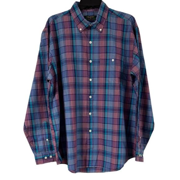 COLOURS by ALEXANDER JULIAN Button Down Shirt Mens Size XL Plaid - Picture 1 of 4